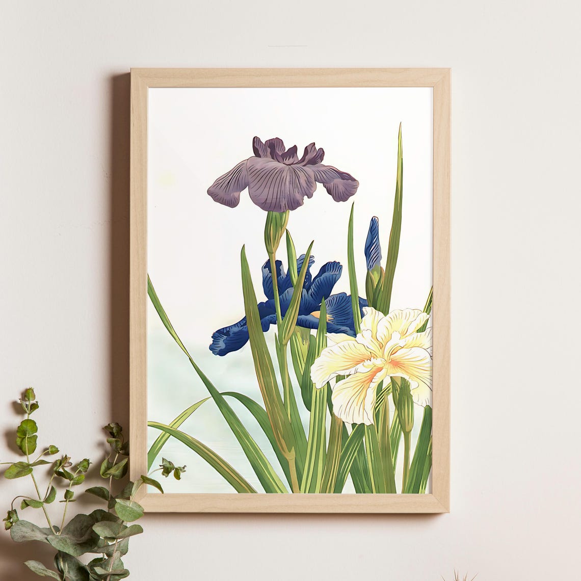 Nishimura Hodo Iris In Purple Blue And Cream Botanical Poster Art