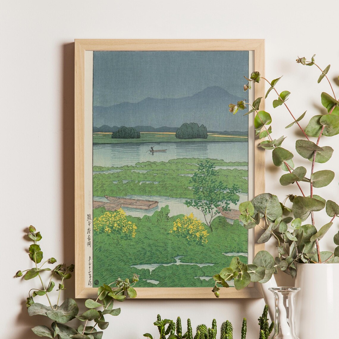 Kawase Hasui Lake Ezu 1923 Lakeside Landscape Woodblock Poster