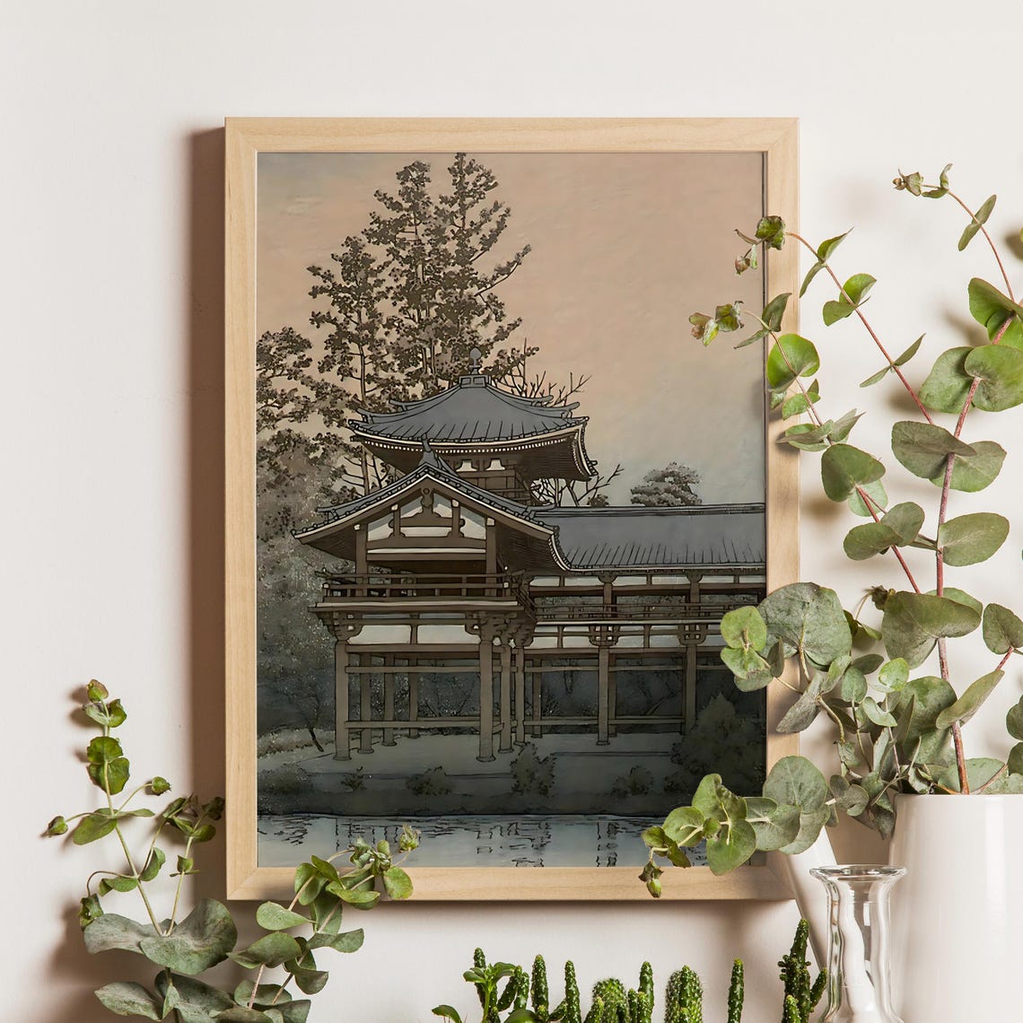 Kawase Hasui Byodoin Temple Uji 1930 Phoenix Hall Water Poster