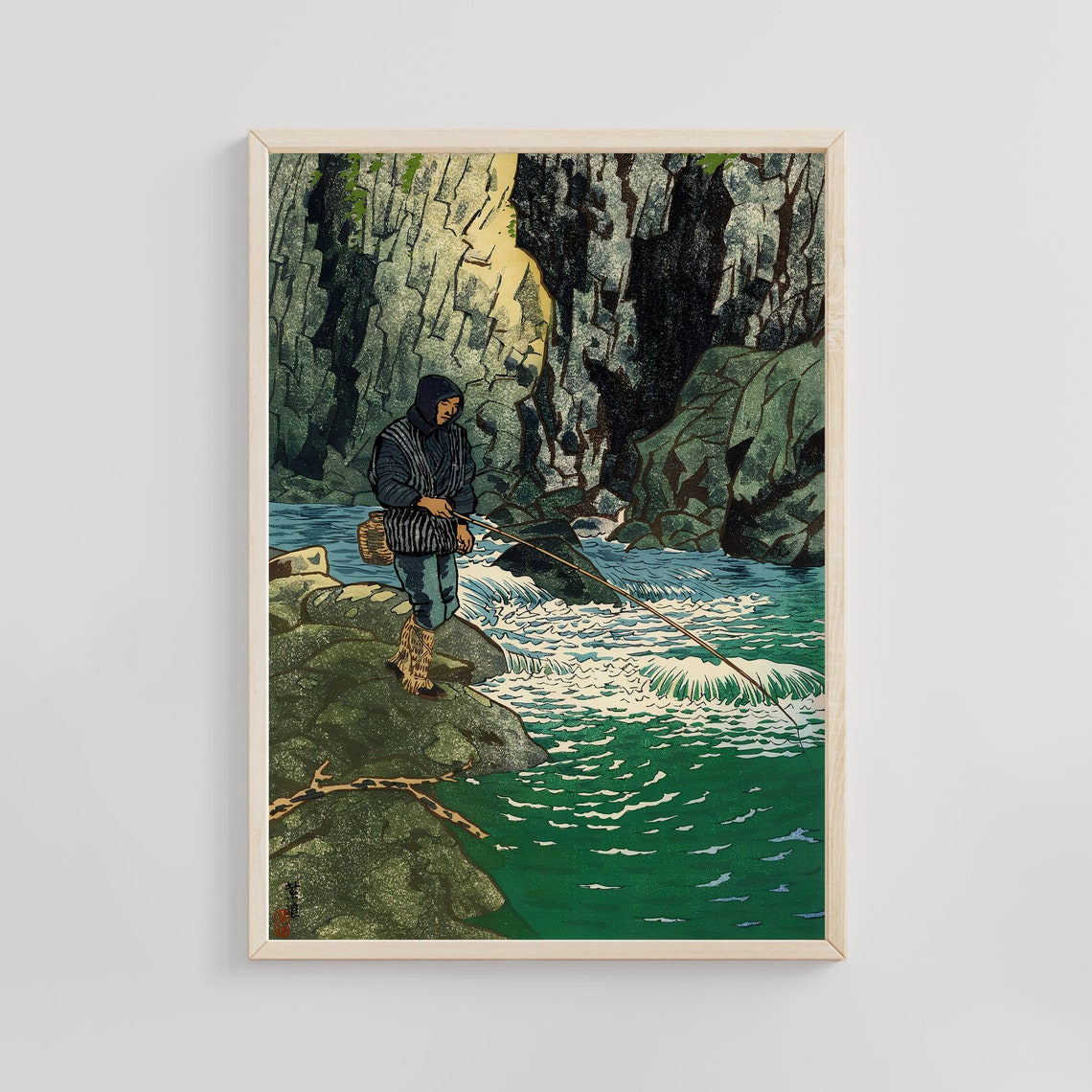 Char Fishing Kasamatsu Shiro Ukiyo-E Art Print