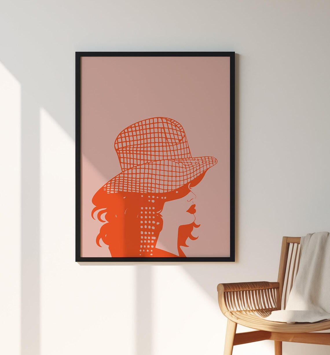 Retro Orange Cowgirl Hat Profile Preppy Western Girl Decor Poster - Image 3