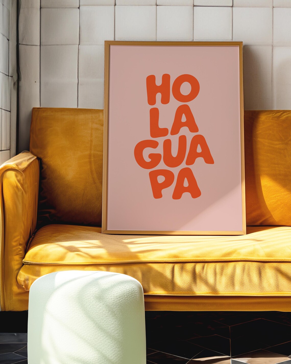 Hola Guapa Retro Spanish Love Quote Art Print - Image 2