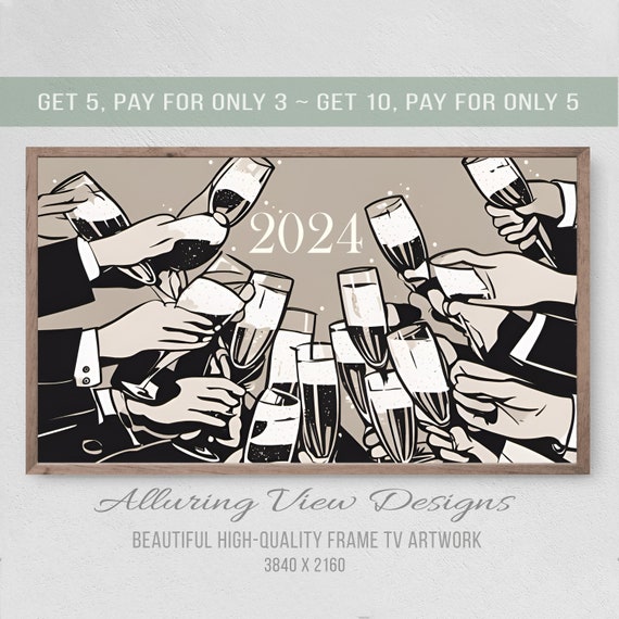 New Year 2024 Holiday Art Print, Winter Theme