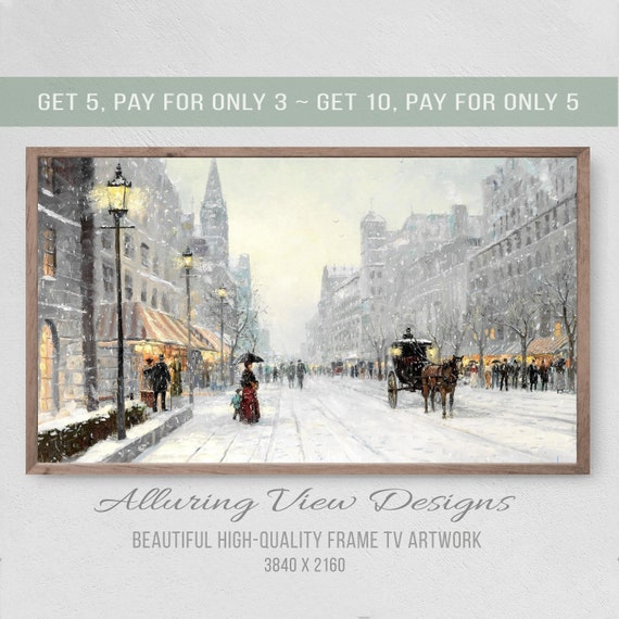 Winter Snow In The City Art Print, Christmas