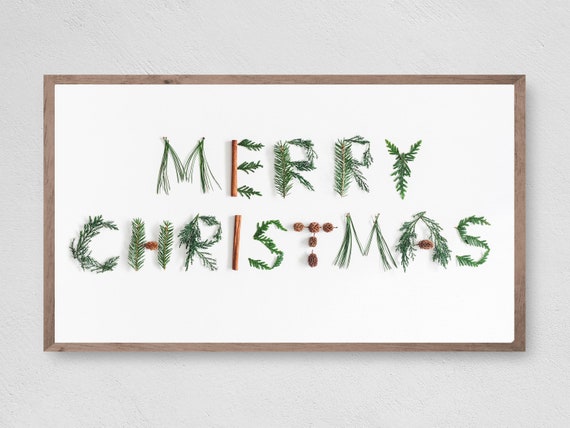 Merry Christmas Pine Sprigs Holiday Art Print