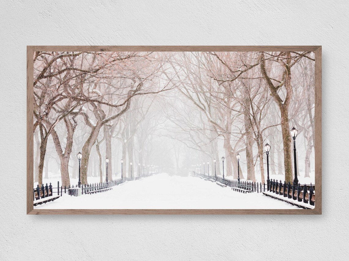 Snow In The City Travel Poster, Urban Winter Scene