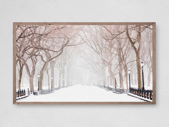 Snow In The City Travel Poster, Urban Winter Scene