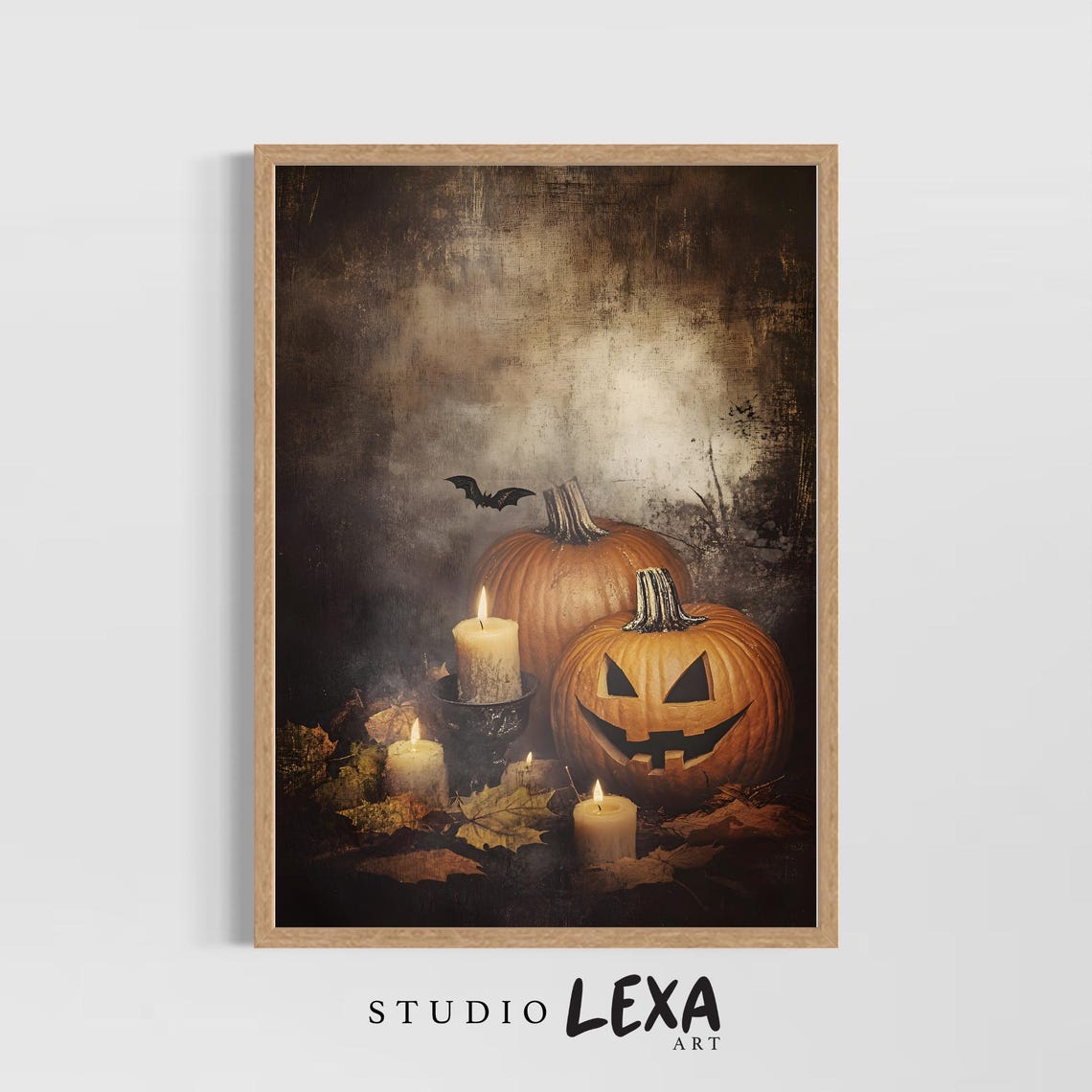 Jack O Lantern Halloween Pumpkin Candle Moody Fall Decor Poster