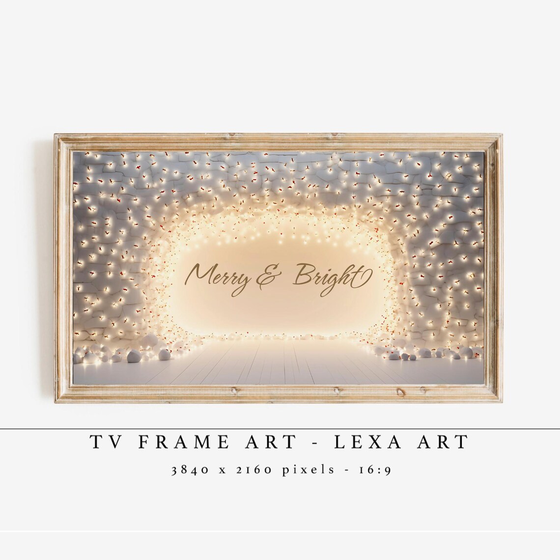 Merry And Bright Fairy Light Tunnel White Christmas Balls Poster