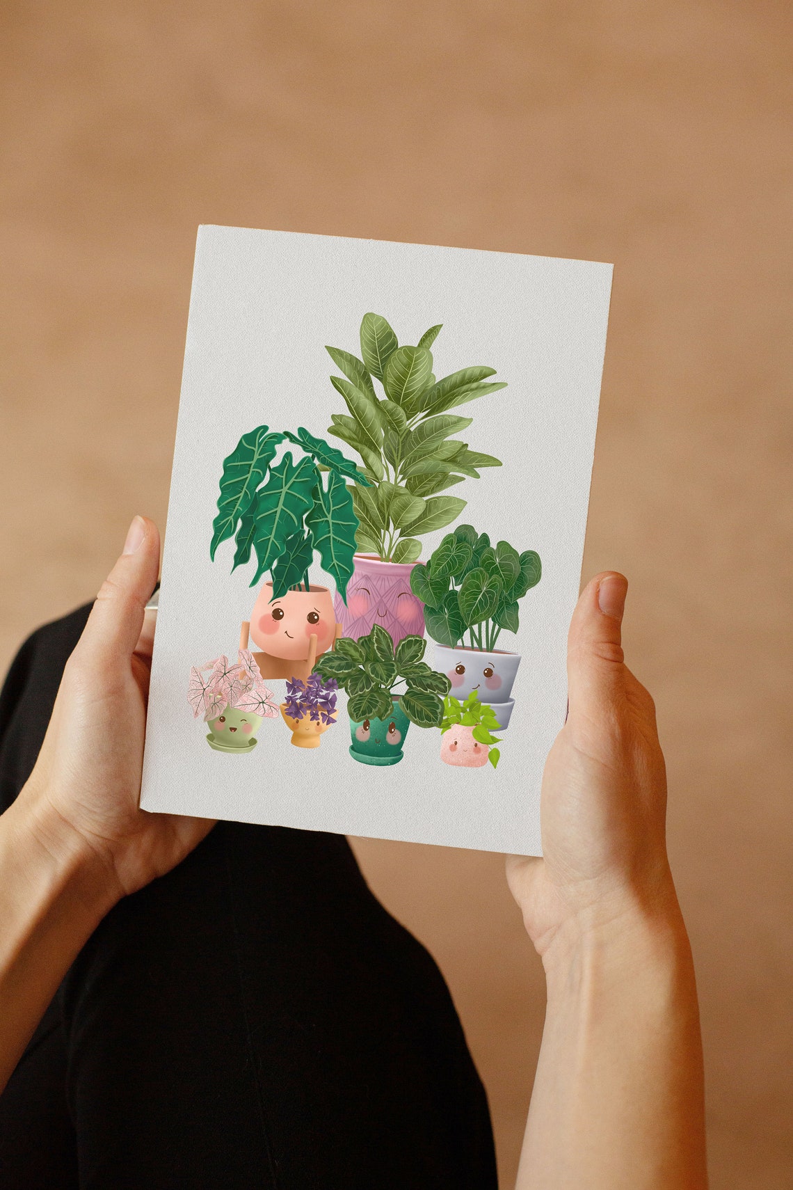 Seven Cute Smiling Houseplants In Happy Friends Group Art Print - Image 3