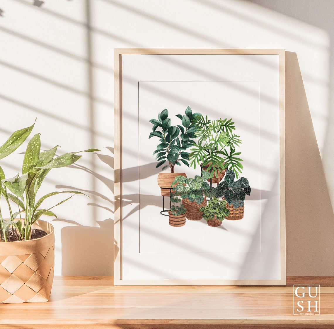 Ficus Philodendron Maranta Group Watercolor Botanical Plant Poster - Image 3