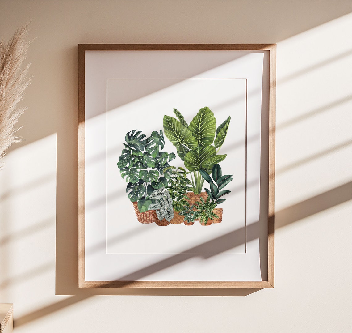 Monstera Elephant Ear Caladium Watercolor Botanical Plant Poster - Image 3