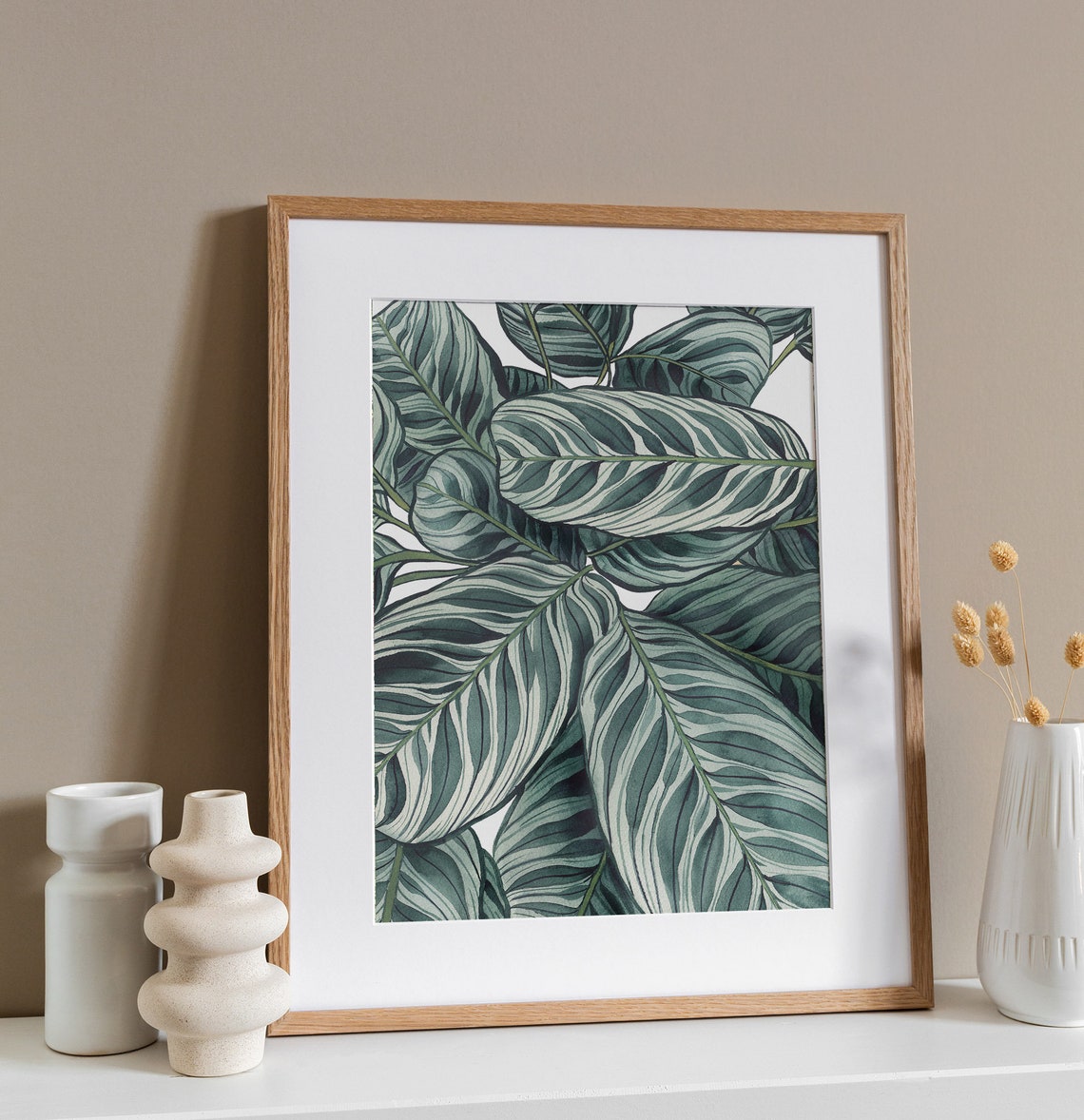 Calathea Striped Leaves Watercolor Botanical Illustration Poster - Image 3