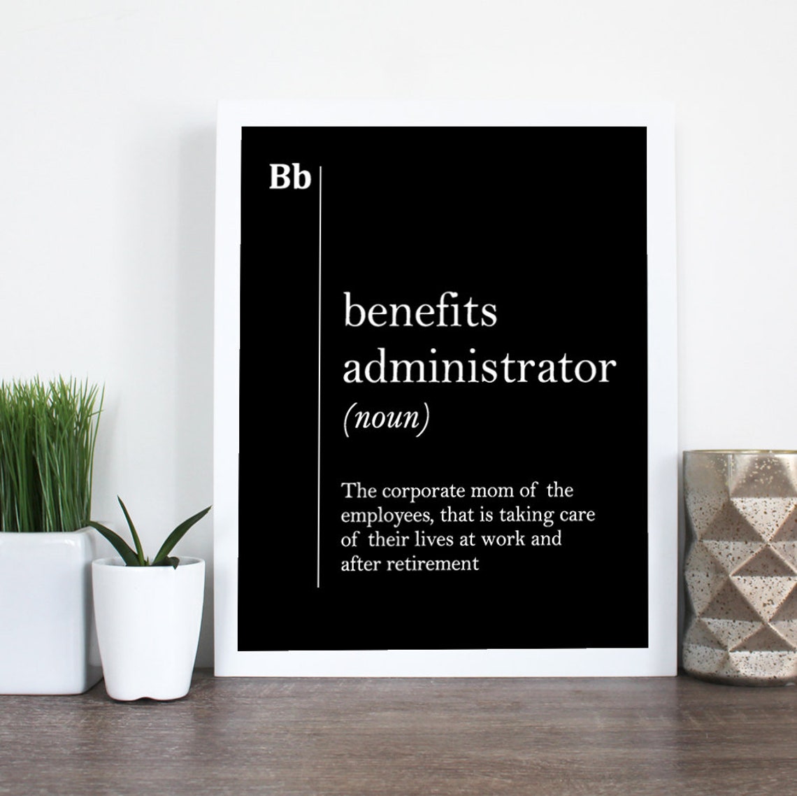 Benefits Administrator Definition Quote Black Office Typography Poster - Image 2