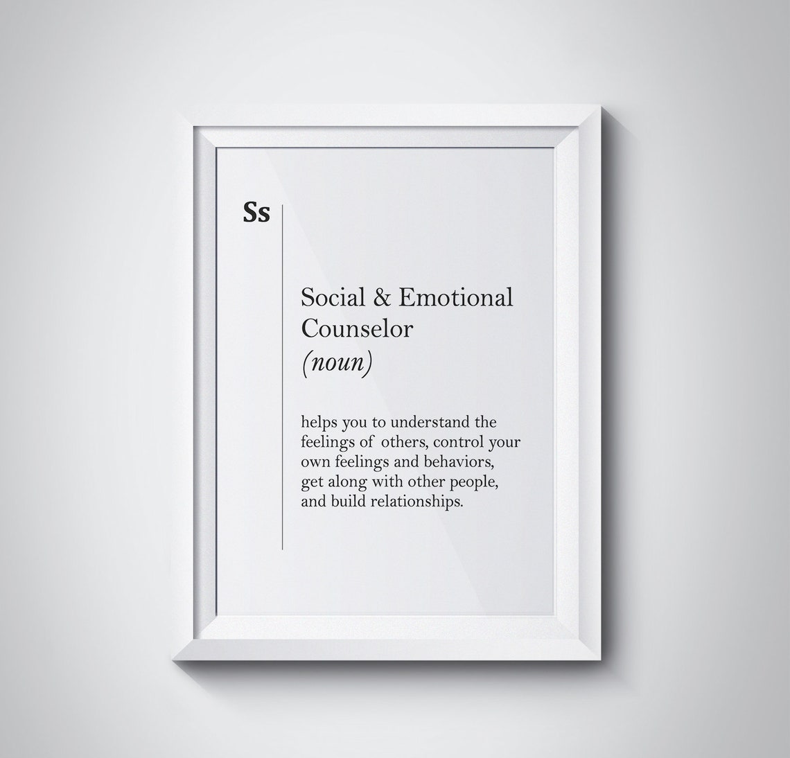 Social Emotional Counselor Noun Definition Appreciation Gift Poster