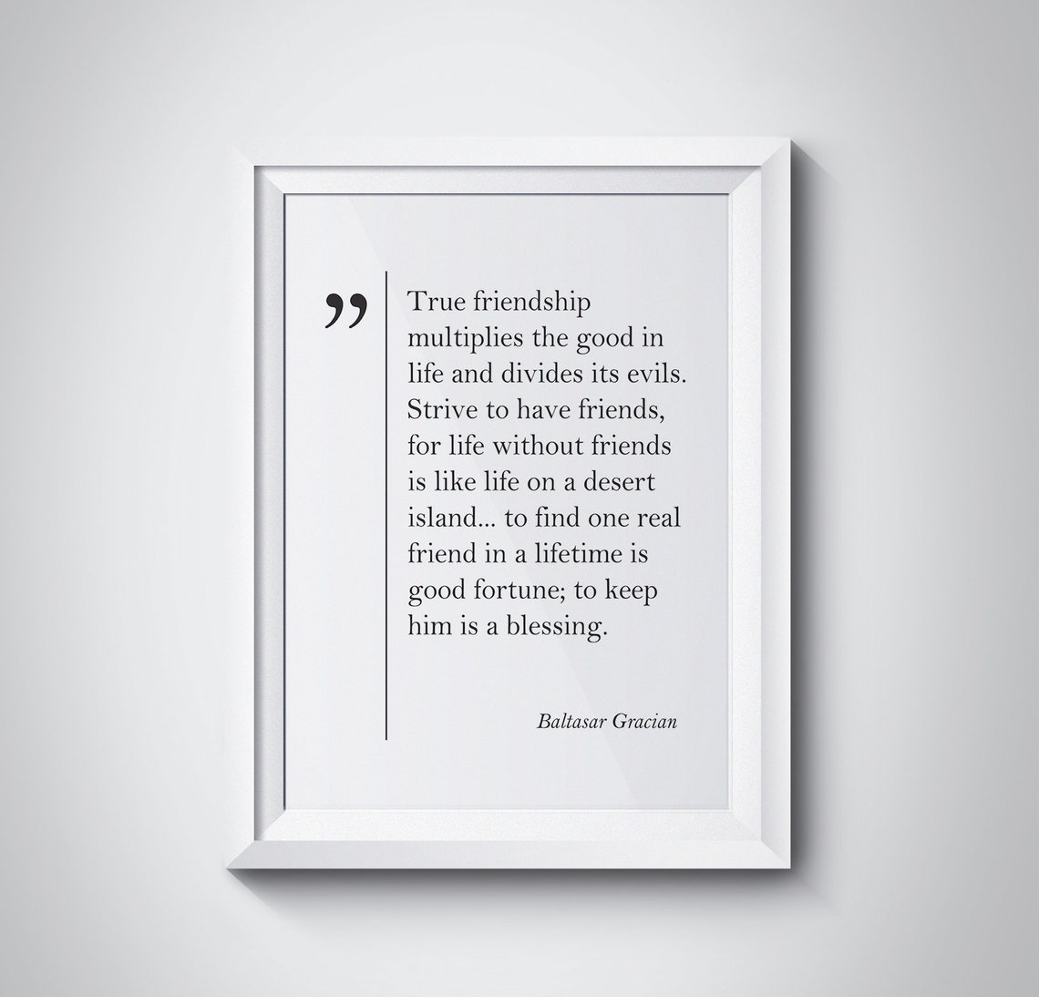 Baltasar Gracian True Friendship Quote Minimalist Typography Wall Art