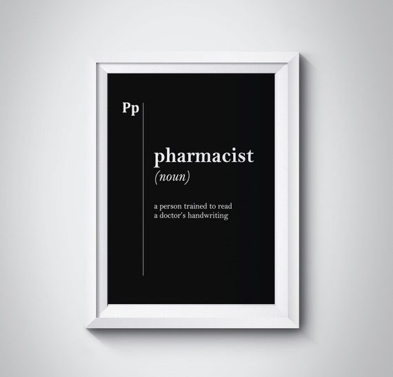 Pharmacist Definition Gift For Pharmacist Pharmacy Decor Scandinavian Black And White Pharmacy Wall Decor Doctor Gift Professions