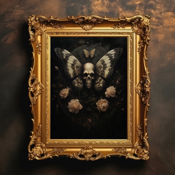 Skull Moth Gothic Print Horror Wall Art Evil Poster Dark Decor Academia Man