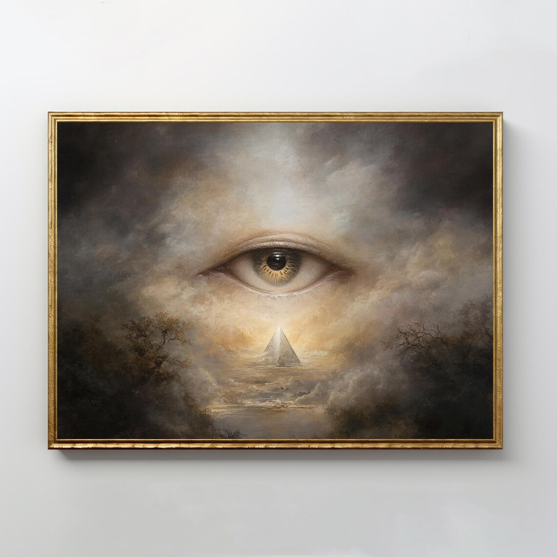 All Seeing Eye Vintage Oil Painting Pyramid Art Print