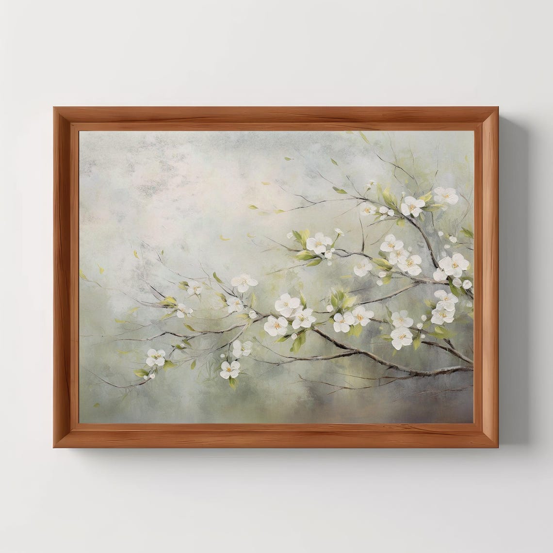 White Cherry Blossom Branches Spring Botanical Painting Poster