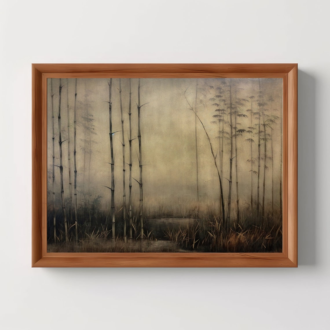 Misty Bamboo Forest Vintage Chinese Ink Landscape Art Poster