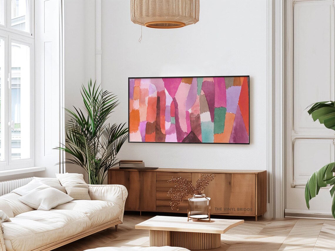 Colorful Abstract Watercolor Framed TV Art Pink Purple Orange Poster - Image 4