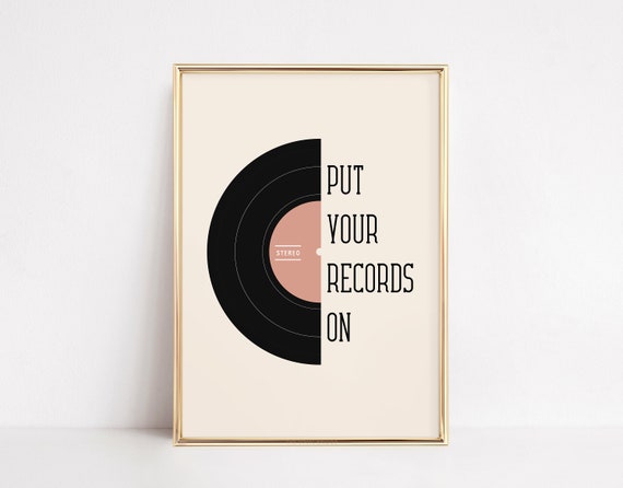 Put Your Records On Print Vinyl Record Wall Art Music Lovers Album Poster Minimalist Quote Retro Bar Cart Decor Dorm Art