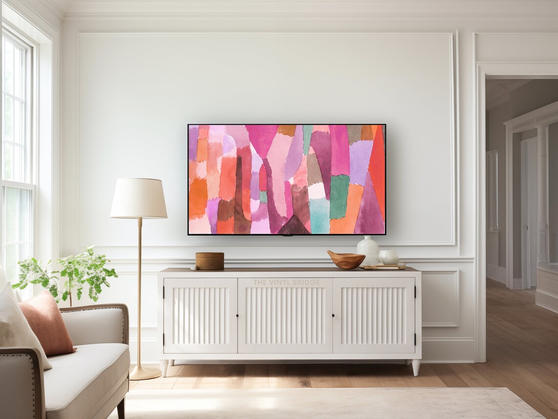 Colorful Abstract Watercolor Framed TV Art Pink Purple Orange Poster - Image 3