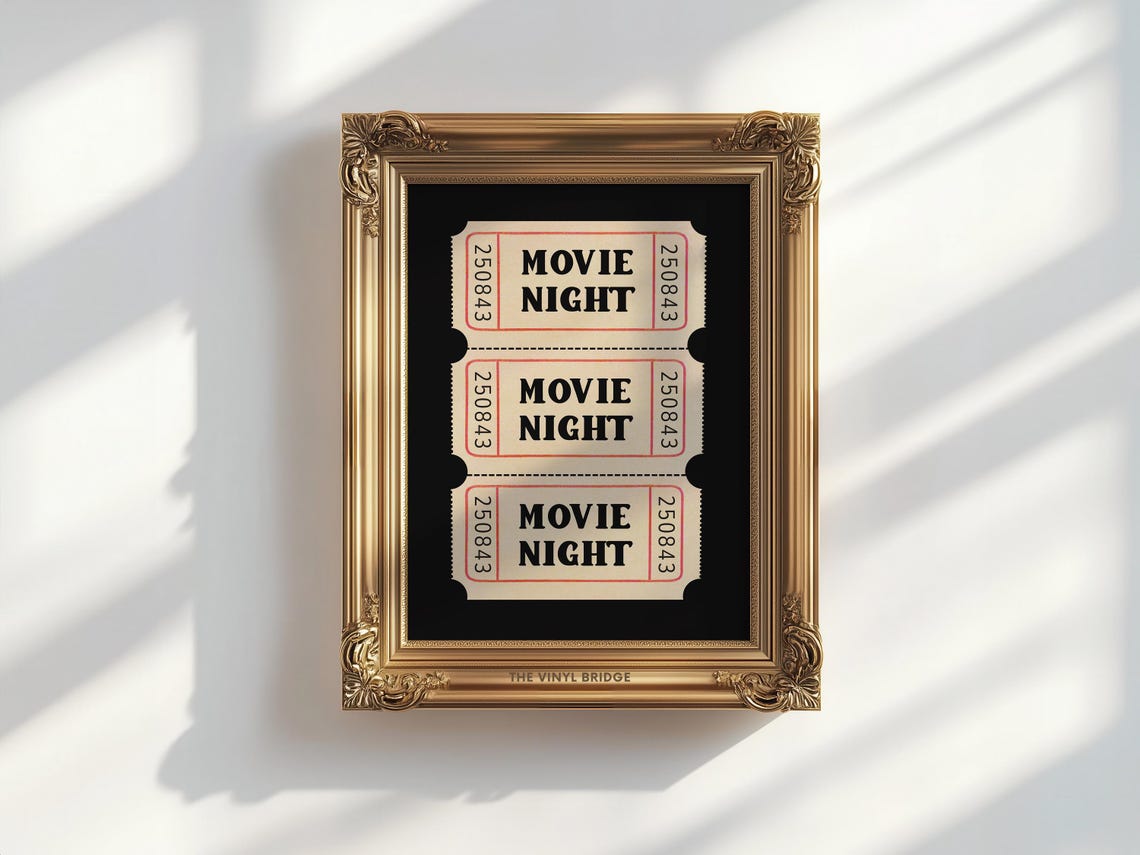 Movie Night Vintage Admission Ticket Stub Retro Cinema Poster - Image 3