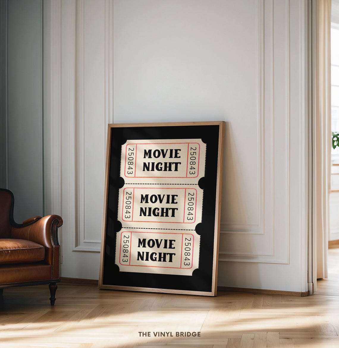 Movie Night Wall Art Admission Tickets Stub Print Black Cinema Party Decor Moody Retro Home Theater Cool Film Lover Poster - Image 2