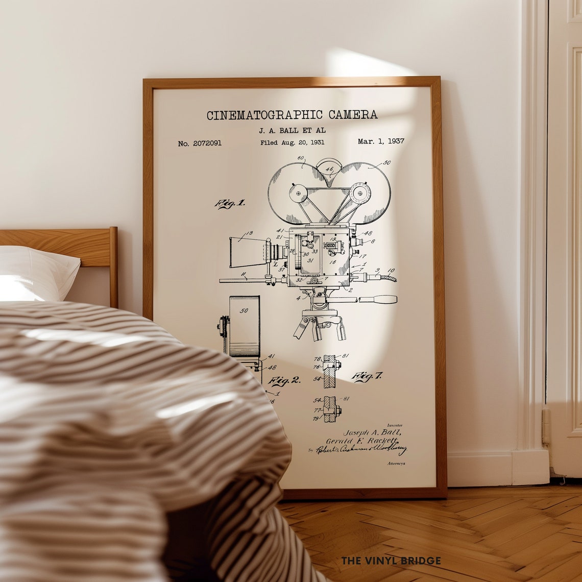 1937 Cinematographic Camera Patent Drawing Poster for Film Fans - Image 3