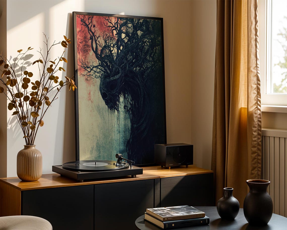 Dark Forest Skull Tree Twisted Branches Gothic Haunted Art Poster - Image 4