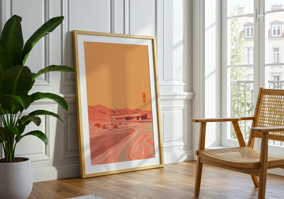 Retro Desert Motel Art Print Surreal Vaporwave Roadside - Image 3