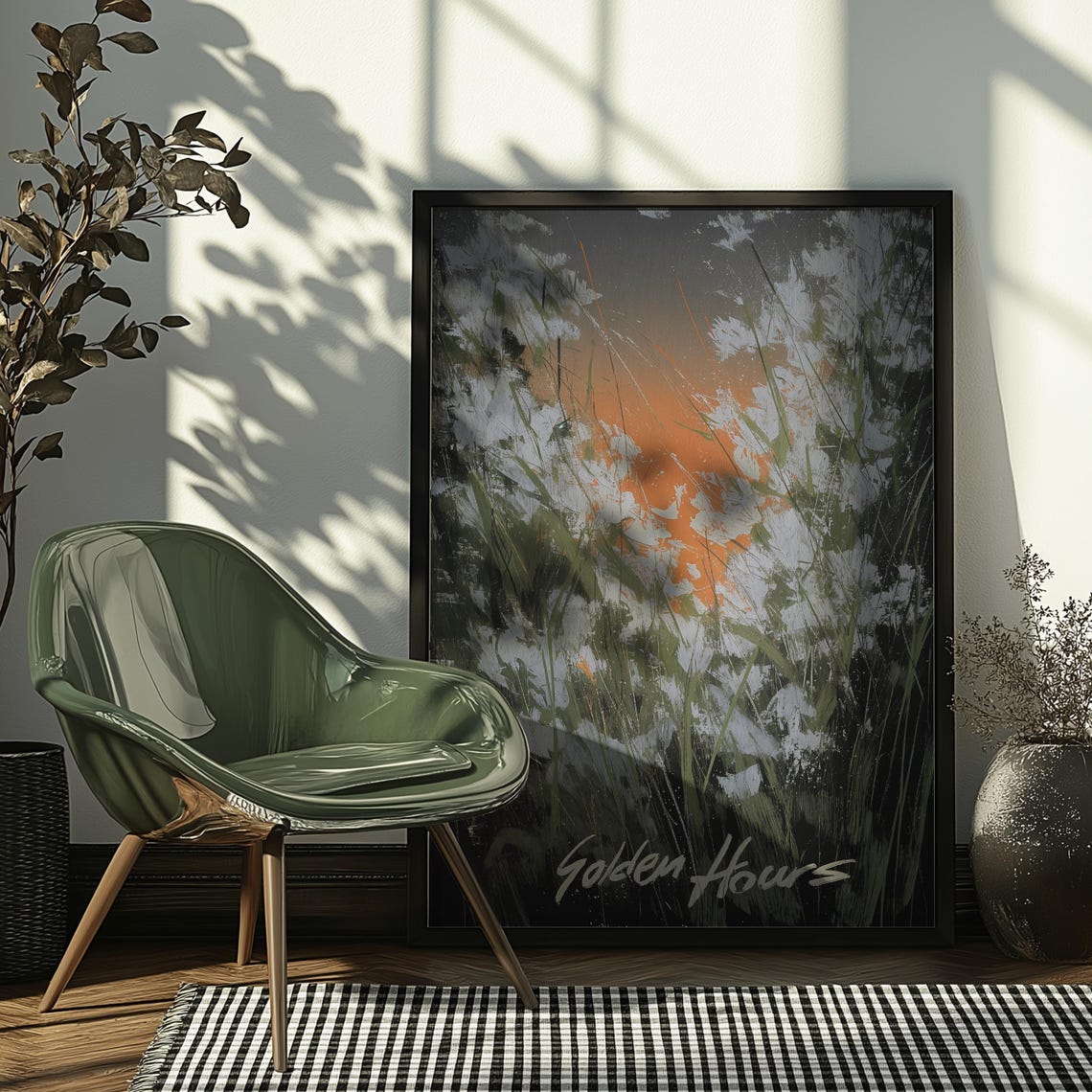 Golden Hours Meadow Sunset Warm Abstract Brushstroke Art Poster - Image 5