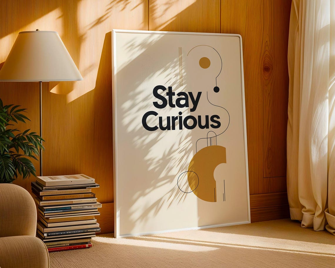 Modern Typography Art Print Stay Curious Wall Abstract Motivational Poster Minimalist Geometric Decor - Image 4