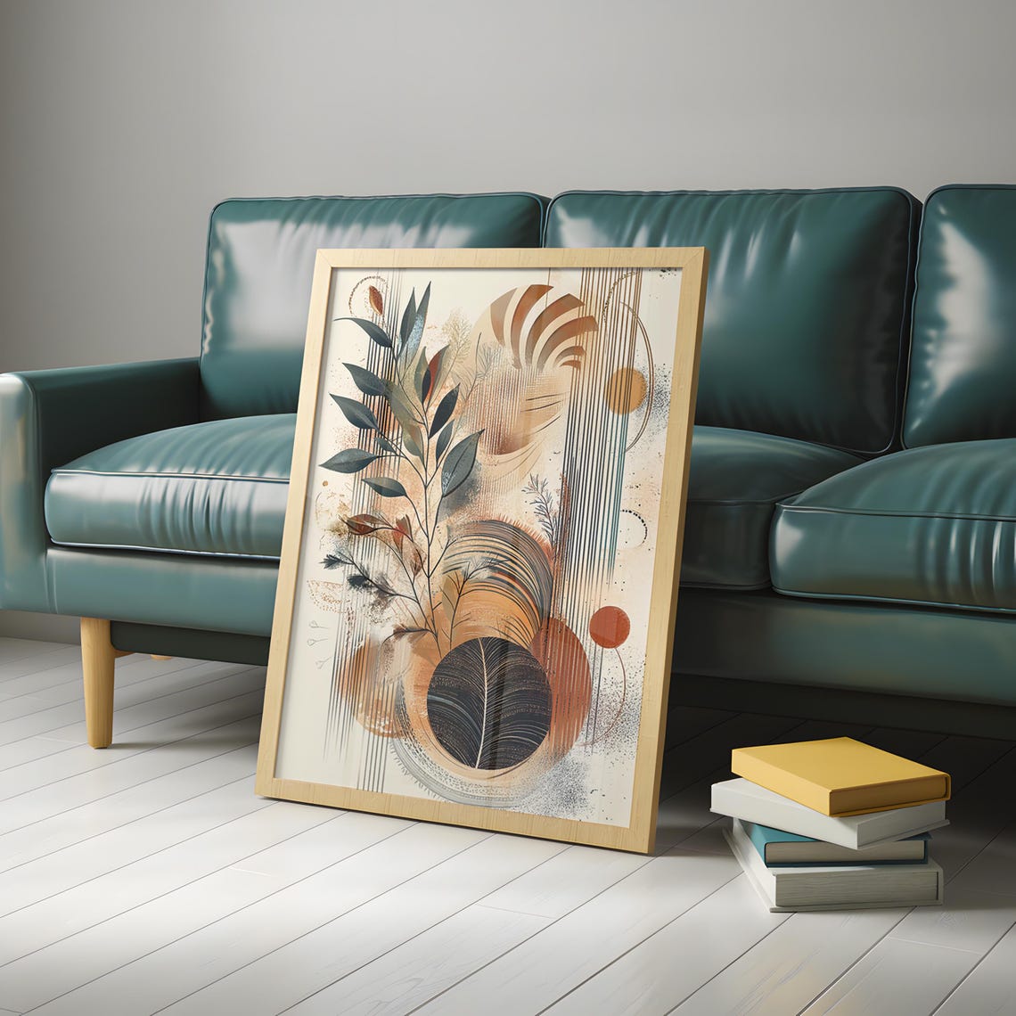 Botanical Art Deco Geometric Gold Leaf Elegant Abstract Poster - Image 5