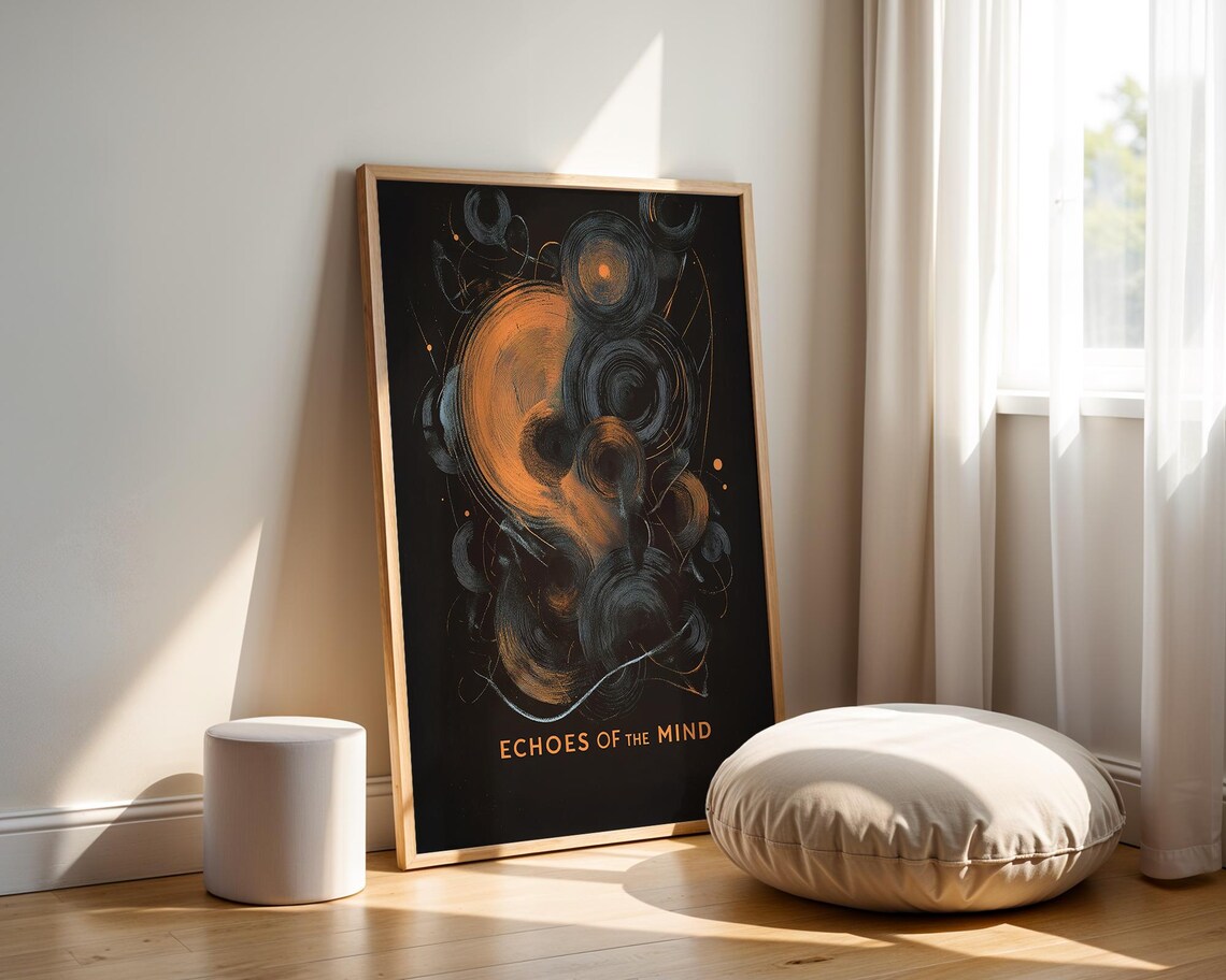 Echoes of the Mind Abstract Gold Swirl Psychology Surreal Poster - Image 5