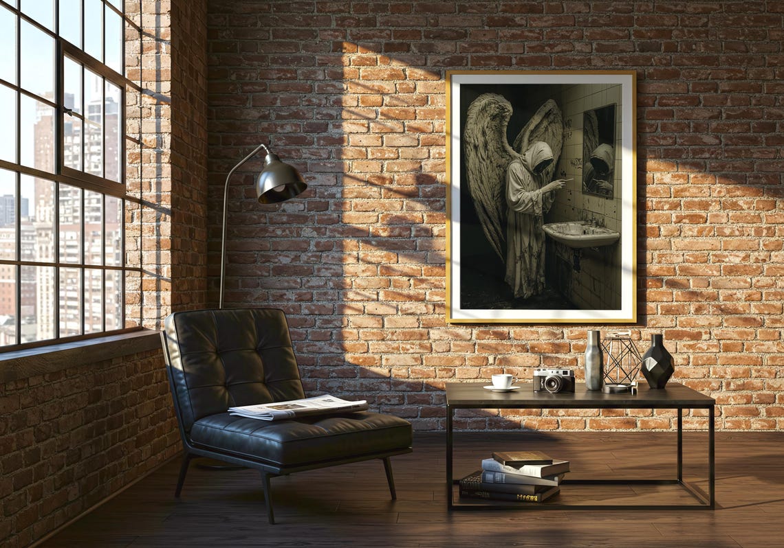 Fallen Angel Gothic Bathroom Decay Wings Dark Surreal Fantasy Poster - Image 2