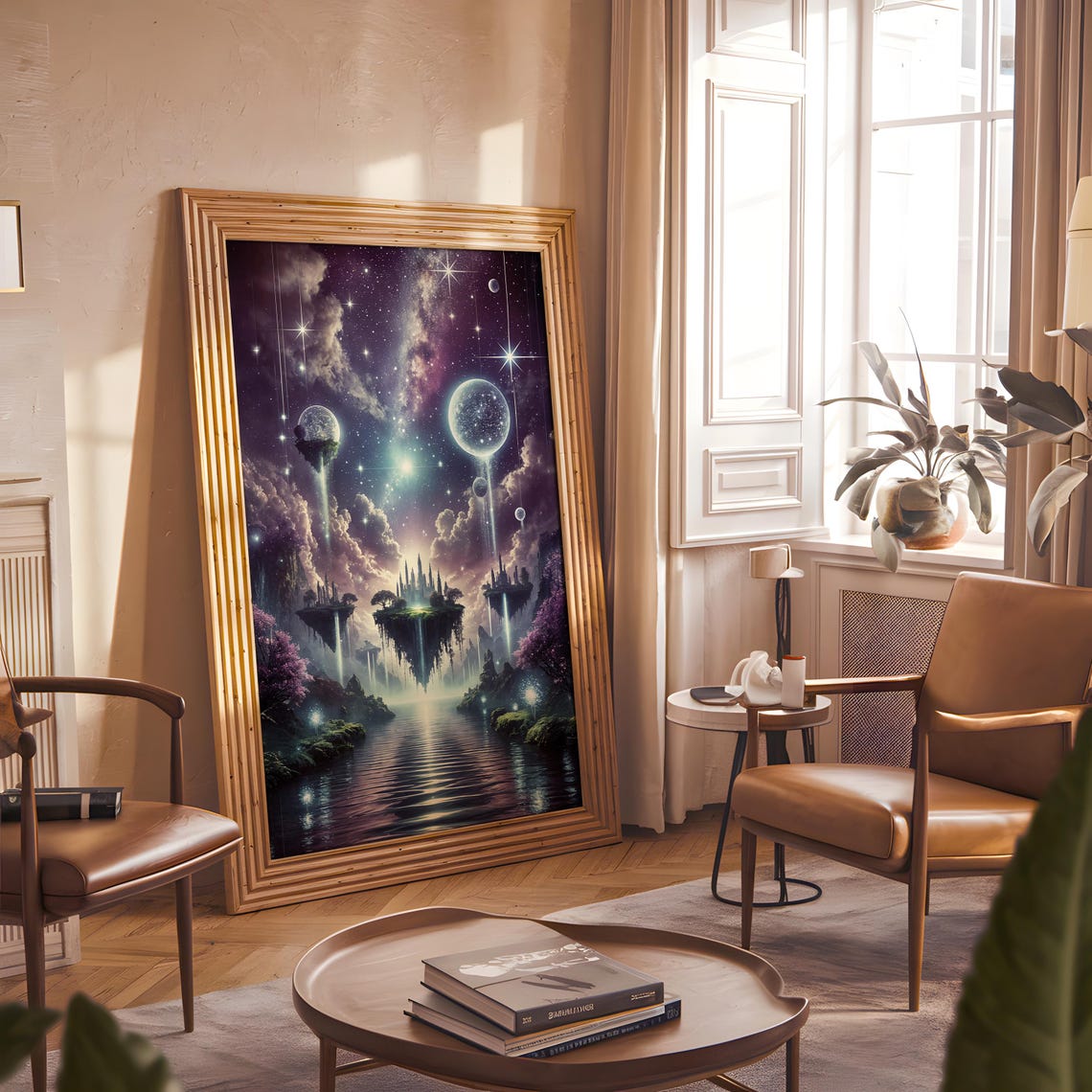 Fantasy Floating Islands Waterfalls Planets Magical Dreamscape Poster - Image 5