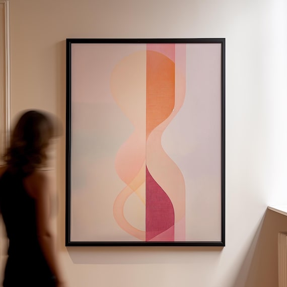 Abstract Geometric Art Print Pastel Curves Wall Decor Modern Minimalist