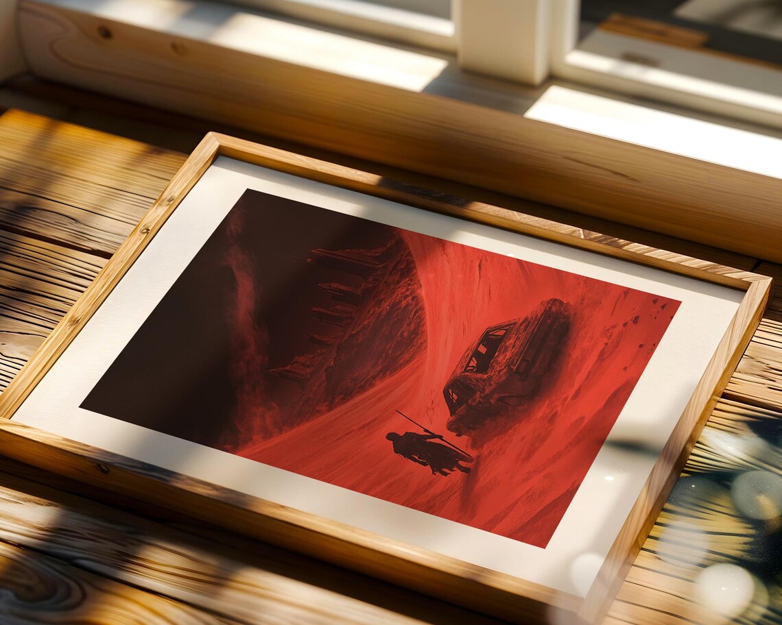 Red Desert Warrior Ruins Apocalyptic Dystopian Fantasy Art Poster - Image 3
