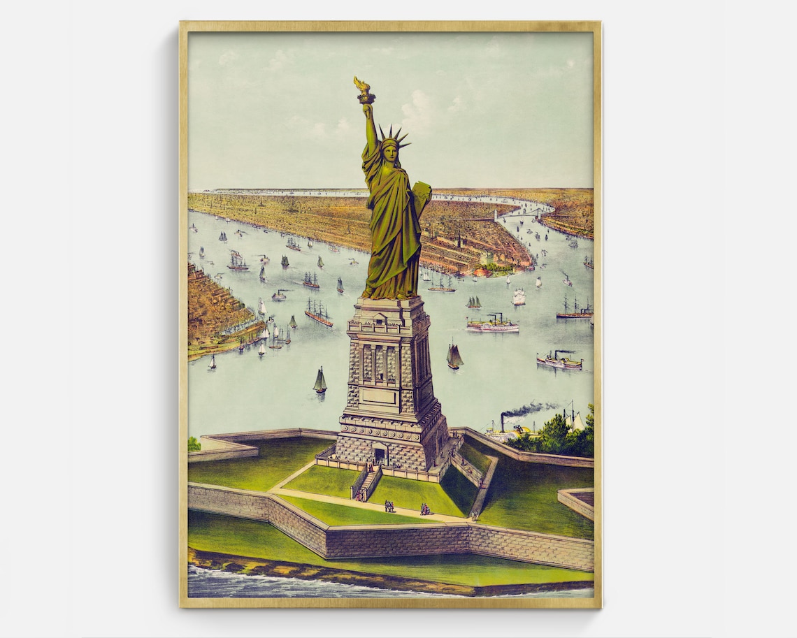 Statue Of Liberty New York Harbor Vintage 19th Century Print Poster