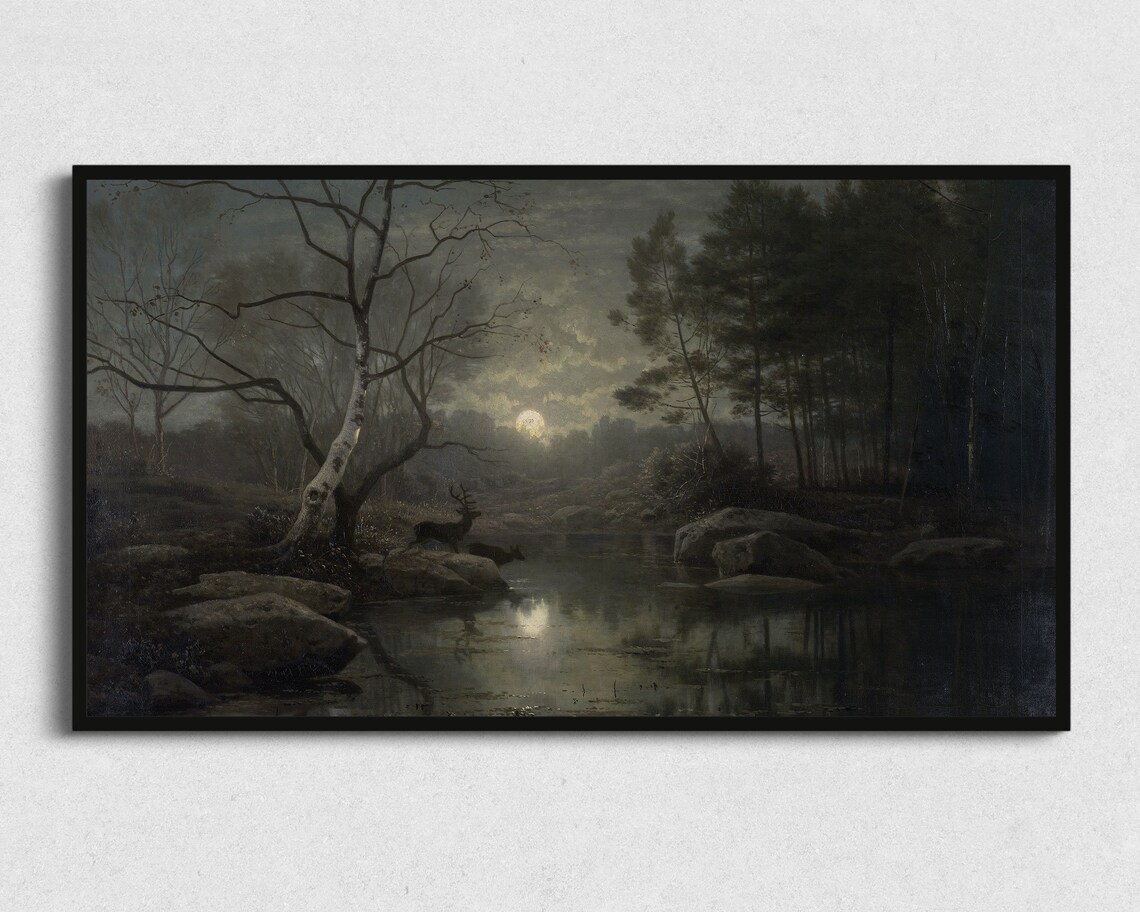 Halloween Full Moon Fall Landscape, Poster Print - Image 2