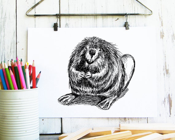 Beaver Cute Beaver Poster Kids Room Decor Nursery Decor Cute Animals Woodland Nursery Gift For Kids Nursery Wall Art