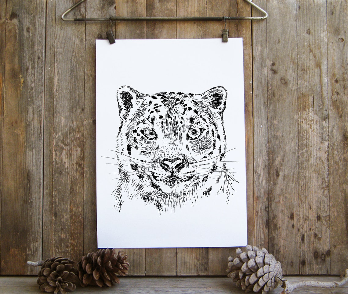 Wall Art Unique Wall Dcor Art Prints Black And White Nature Print Animal Realistic Art Leopard - Image 3