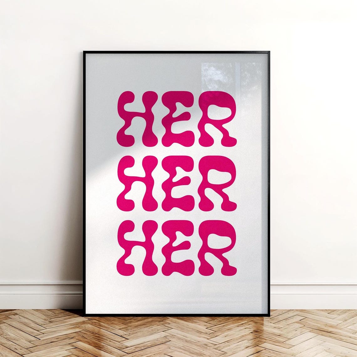 Pink Typography Print Retro Feminine Wall Art