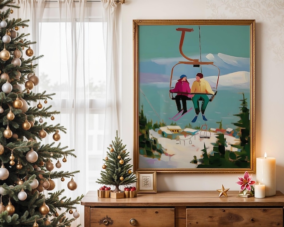 Romantic Scenic Ski Chairlift Winter Alpine Landscape Poster