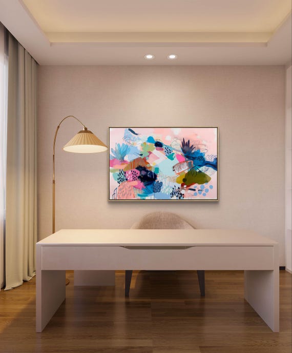 Colorful Abstract Art Print Large Bright Wall Decor Living Room