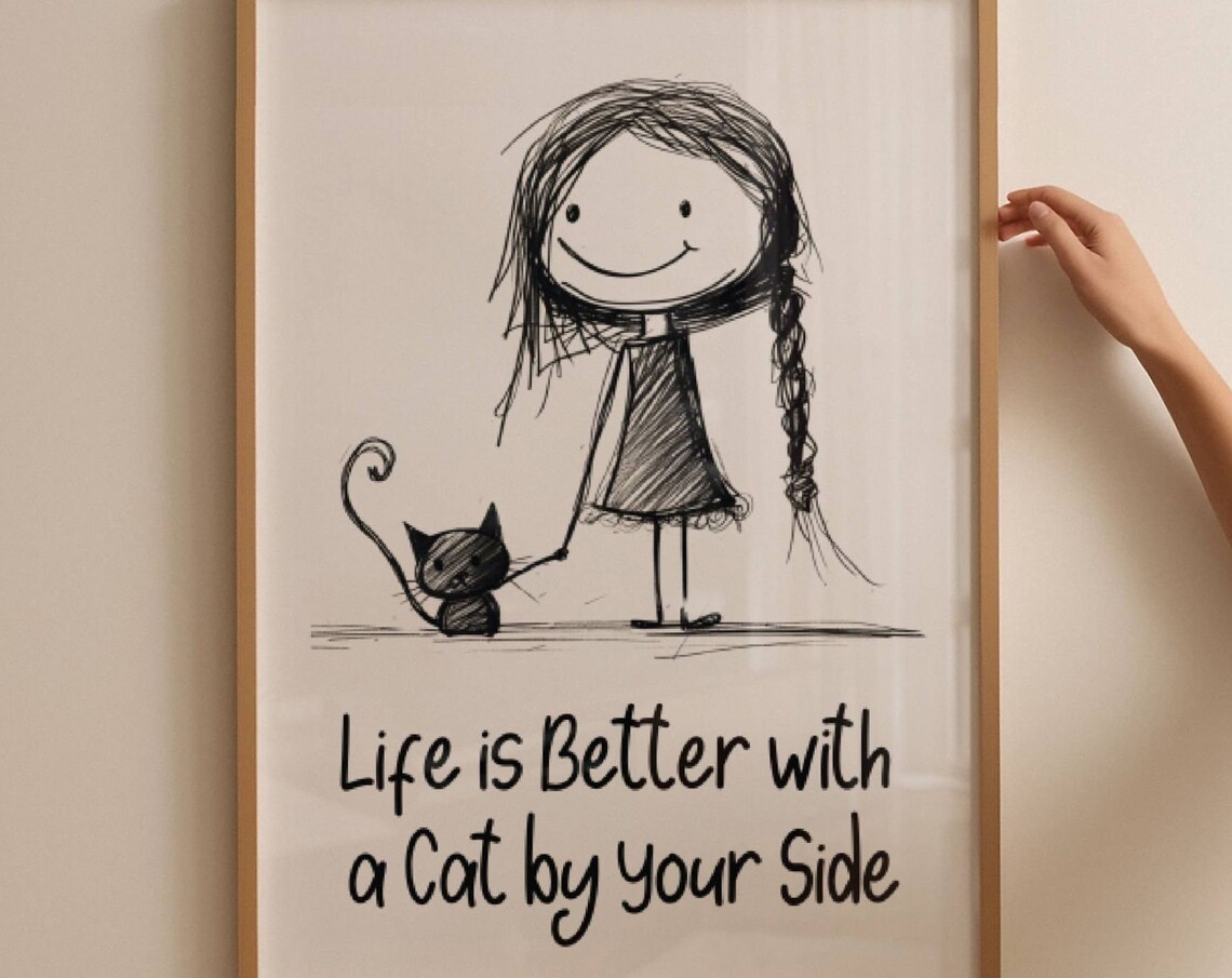 Cat Friendship Art Print, Cats Wall Decor