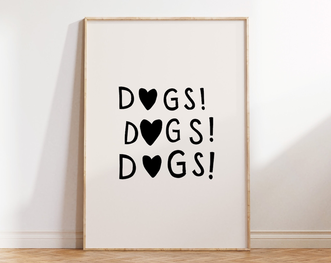 Cute Dog Minimalist Heart Typography Art Print